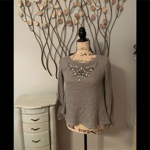 💥🌟SALE- 2 for $20-🌟💥 Jennifer Lopez, xs grey jersey jeweled top